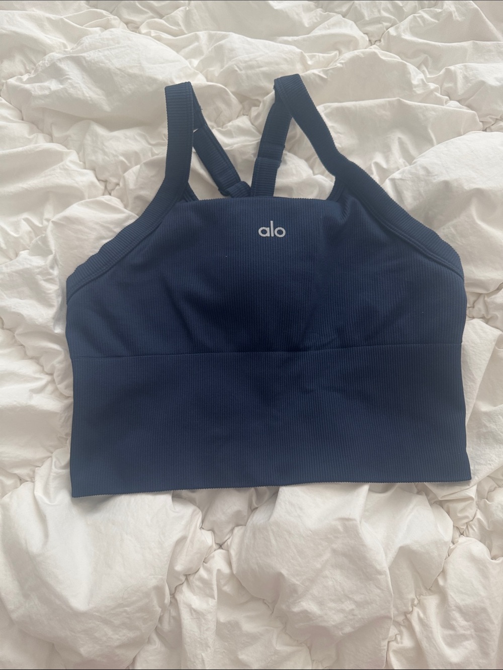 ALO Yoga Ribbed Navy seamless ribbed bra